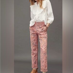 Anthropologie Pink Patterned Pants
